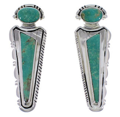 Genuine Sterling Silver Turquoise Inlay Post Earrings Jewelry EX28750